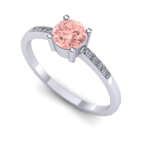 Inel de logodna din aur alb cu diamant de laborator roz