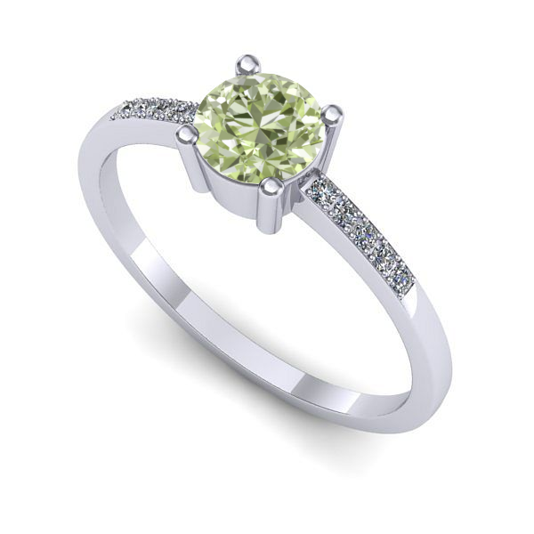 Inel din aur alb cu diamant de laborator verde