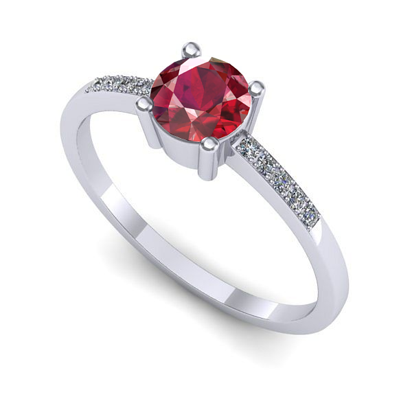 Inel logodna din aur alb cu rubin