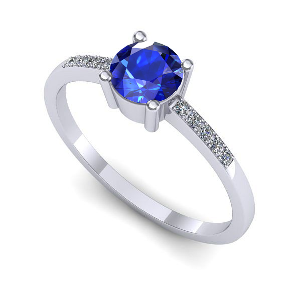 Inel logodna din aur alb cu safir