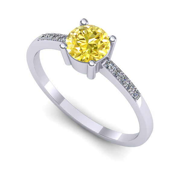 Inel din aur alb cu safir galben