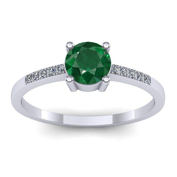 Inel logodna cu smarald rotund
