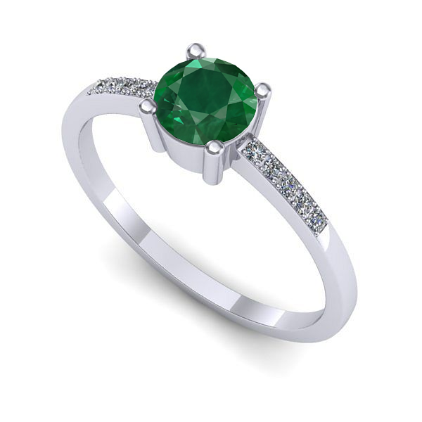 Inel logodna din aur alb cu smarald