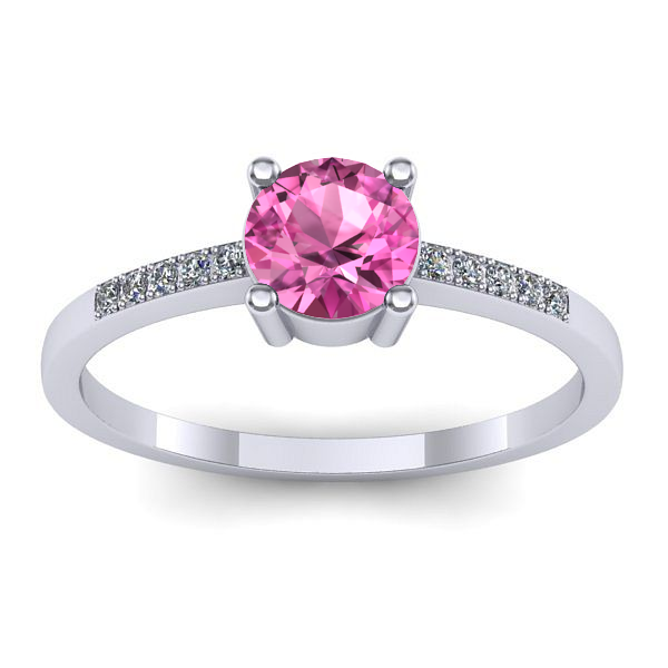 Inel logodna cu safir roz rotund