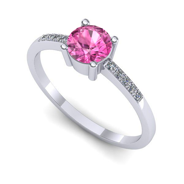 Inel din aur alb cu safir roz