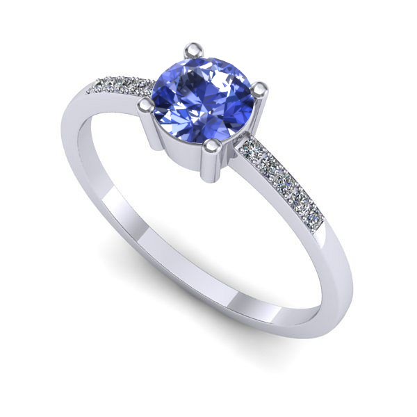 Inel logodna din aur alb cu tanzanit