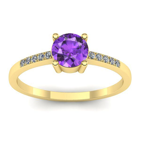 Inel de logodna cu ametist rotund