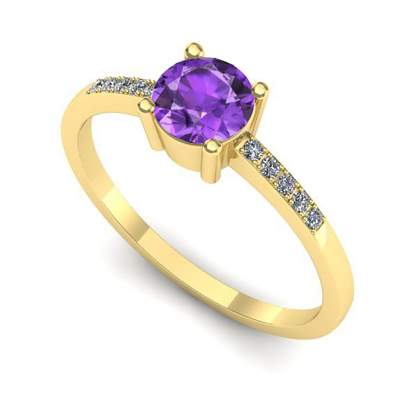 Inel logodna din aur galben cu ametist
