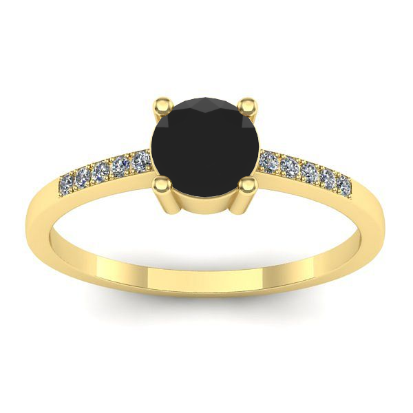 Inel cu diamant negru rotund