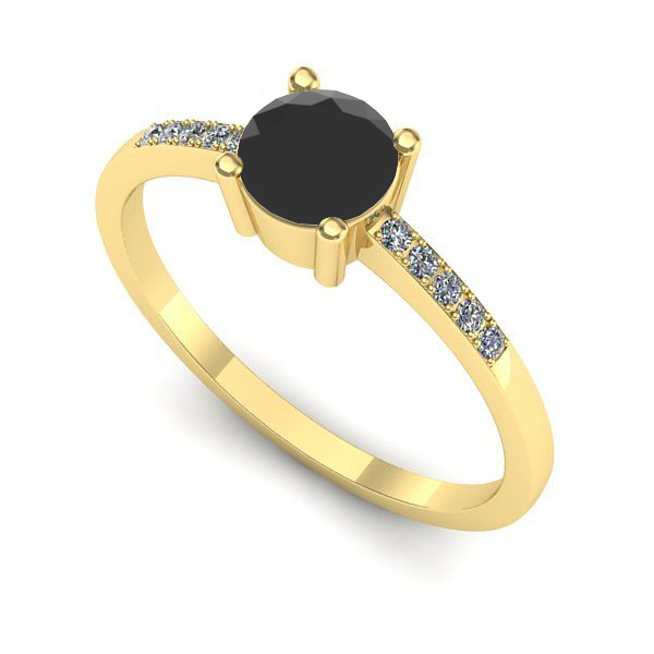 Inel logodna din aur galben cu diamant negru