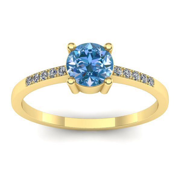 Inel de logodna cu diamant de laborator albastru rotund