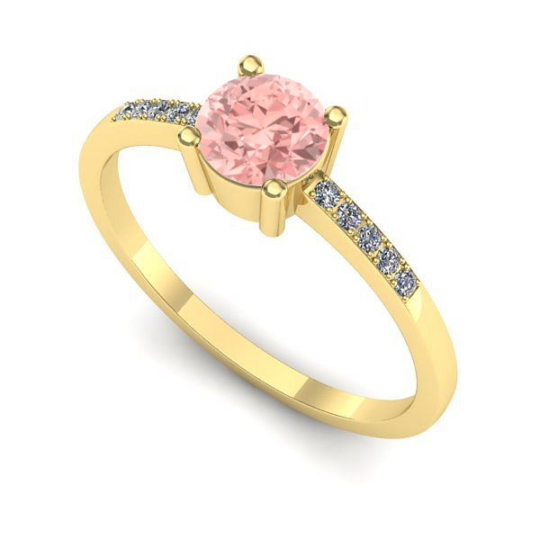 Inel logodna din aur galben cu diamant de laborator roz