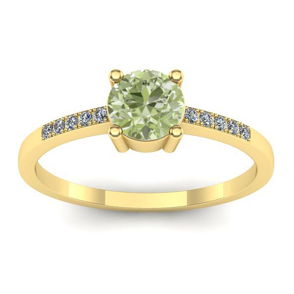 Inel cu diamant de laborator verde rotund