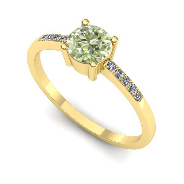 Inel din aur galben cu diamant de laborator verde