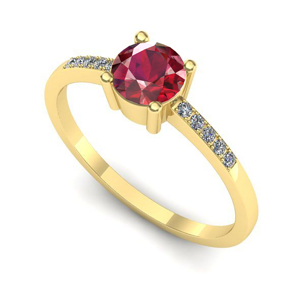 Inel logodna din aur galben cu rubin