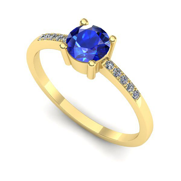 Inel logodna din aur galben cu safir