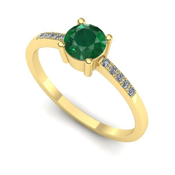Inel logodna din aur galben cu smarald