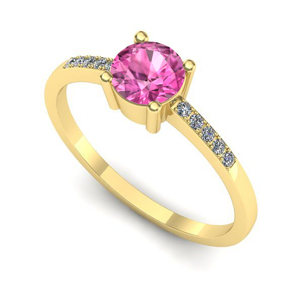 Inel de logodna din aur galben cu safir roz