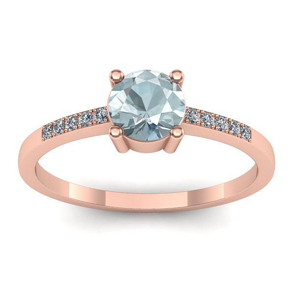 Inel logodna cu aquamarin rotund