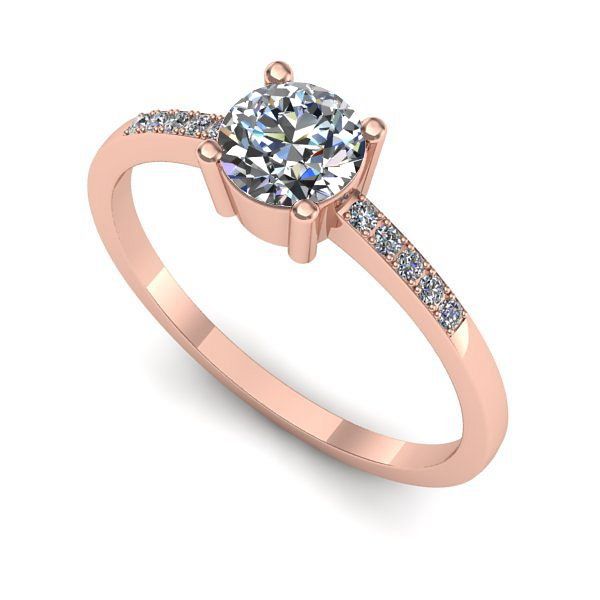 Inel de logodna din aur roz cu diamant