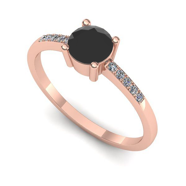 Inel logodna din aur roz cu diamant negru