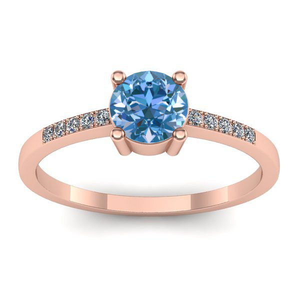 Inel cu diamant de laborator albastru rotund