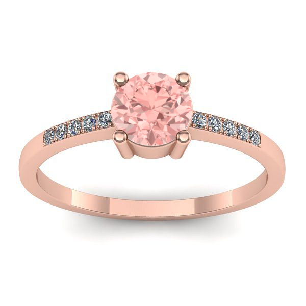 Inel cu diamant de laborator roz rotund