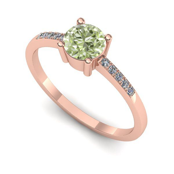 Inel logodna din aur roz cu diamant de laborator verde