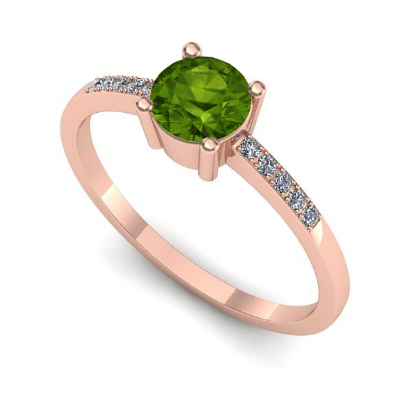 Inel logodna din aur roz cu peridot