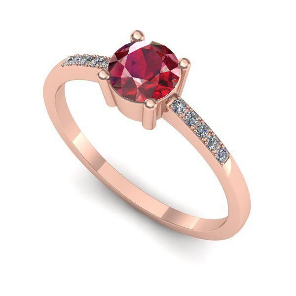 Inel logodna din aur roz cu rubin