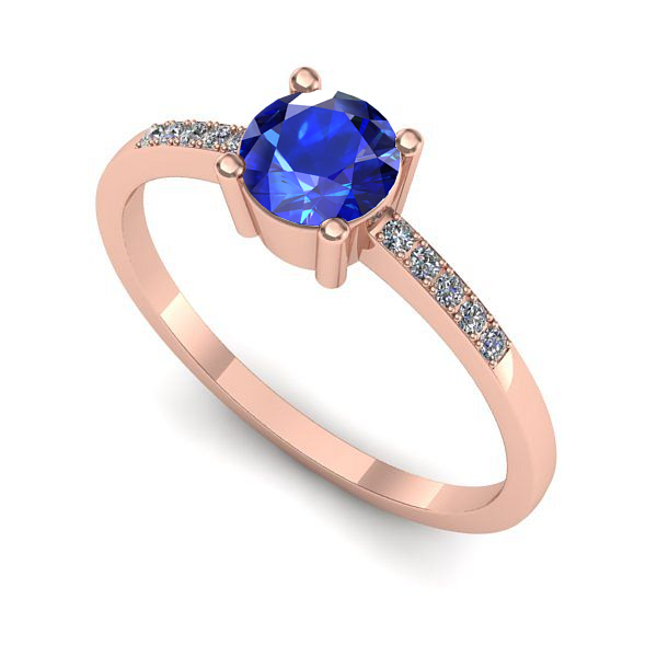 Inel logodna din aur roz cu safir