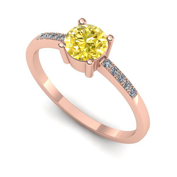 Inel de logodna din aur roz cu safir galben