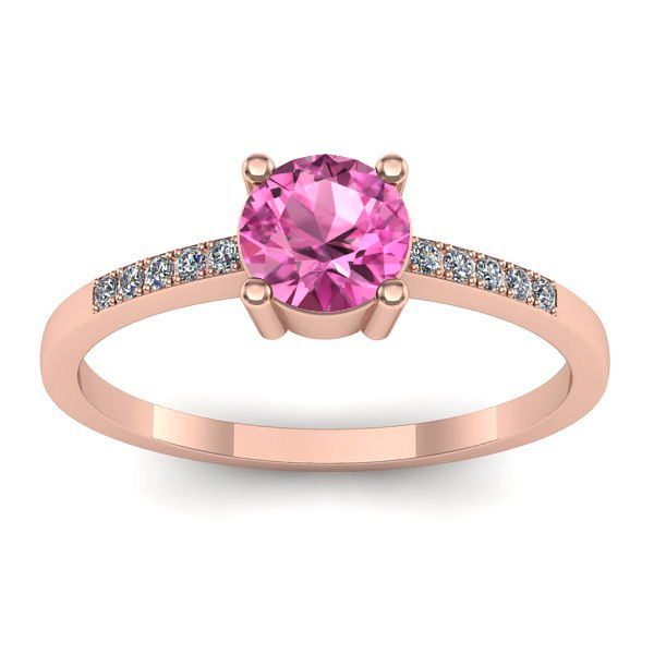Inel de logodna cu safir roz rotund