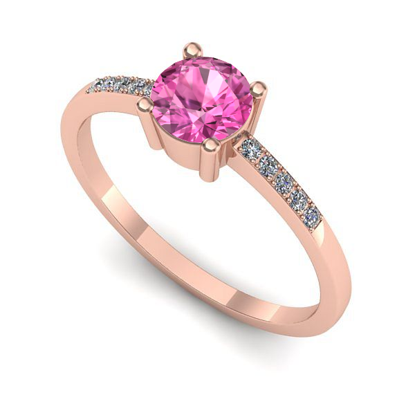 Inel logodna din aur roz cu safir roz