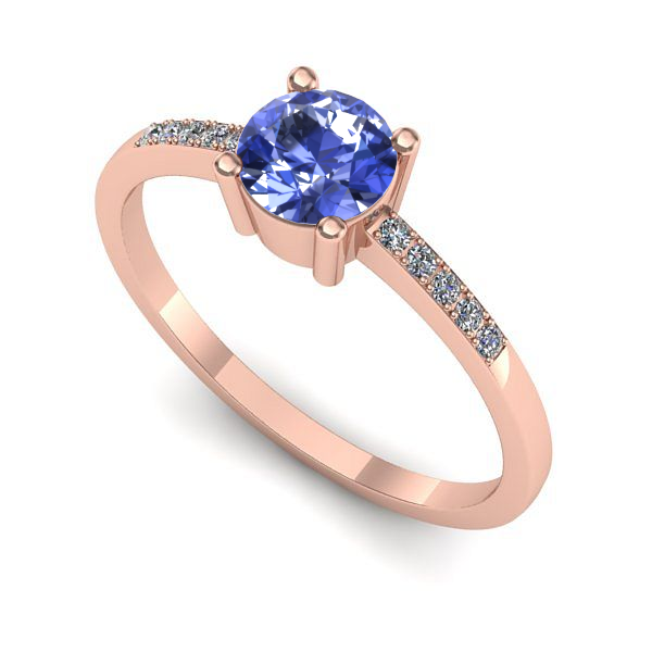 Inel logodna din aur roz cu tanzanit