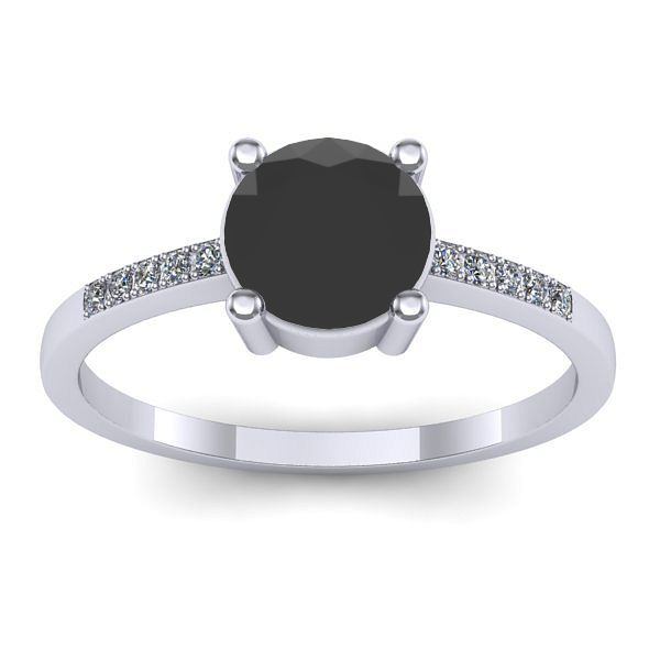 Inel logodna cu diamant negru rotund