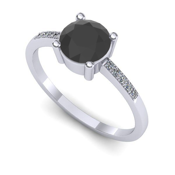 Inel din aur alb cu diamant negru