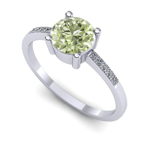 Inel de logodna din aur alb cu diamant de laborator verde