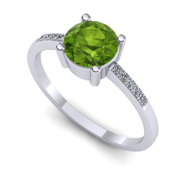 Inel de logodna din aur alb cu peridot