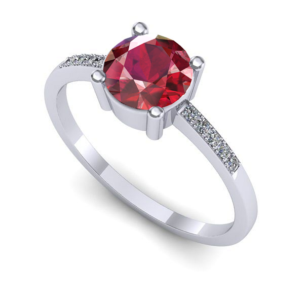 Inel logodna din aur alb cu rubin