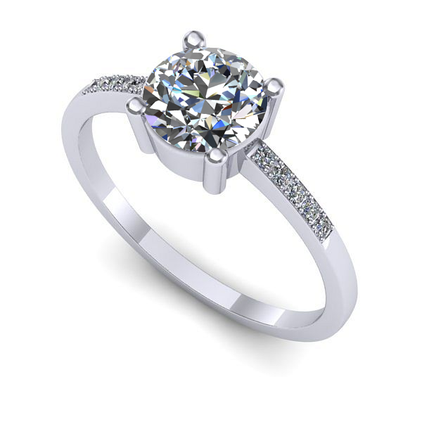 Inel logodna din aur alb cu safir alb