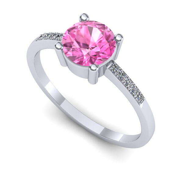 Inel din aur alb cu safir roz