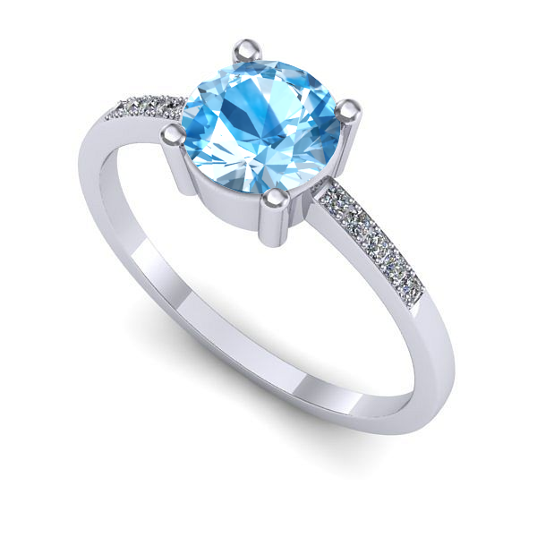 Inel din aur alb cu topaz blue