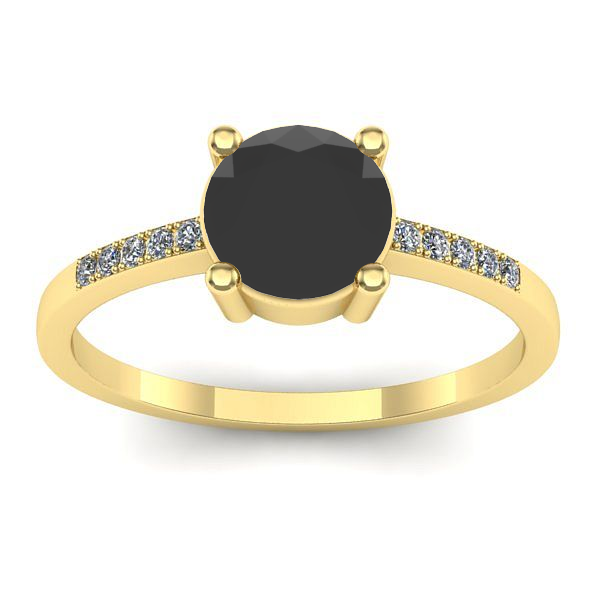 Inel logodna cu diamant negru rotund