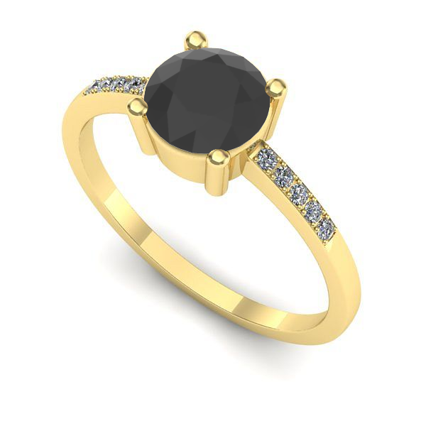 Inel din aur galben cu diamant negru