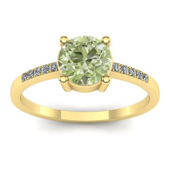Inel cu diamant de laborator verde rotund