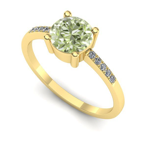 Inel din aur galben cu diamant de laborator verde