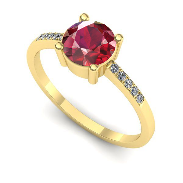 Inel logodna din aur galben cu rubin