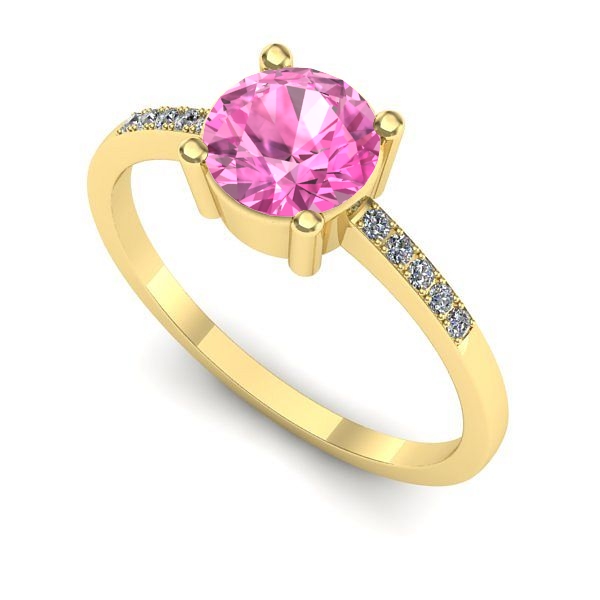 Inel logodna din aur galben cu safir roz