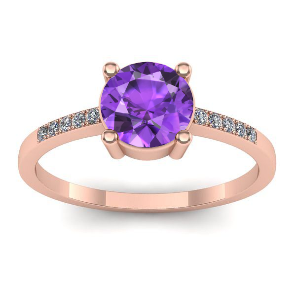 Inel de logodna cu ametist rotund